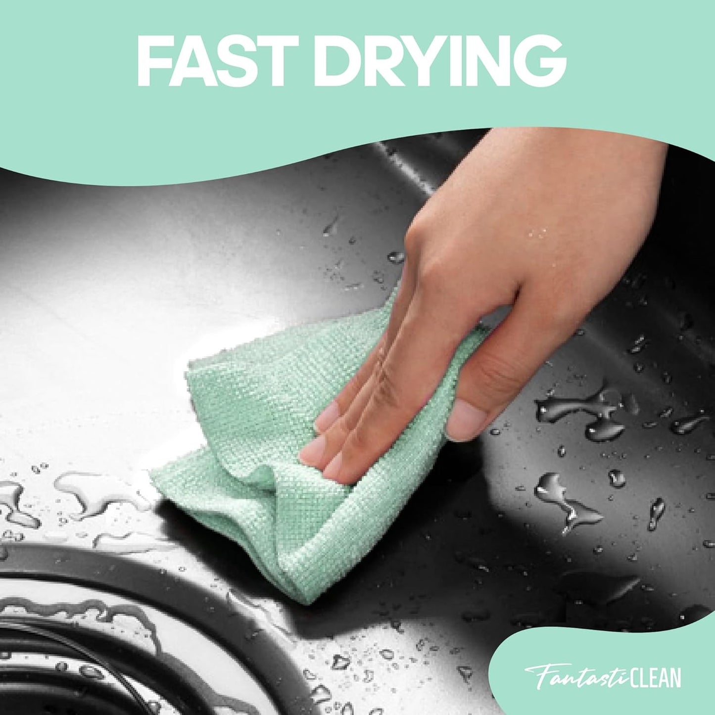 60 Pack Tear-Away Reusable Microfiber Towel Roll - Washable Kitchen Paper Towel Alternative Cleaning Rags (8"x8", Mint Green)