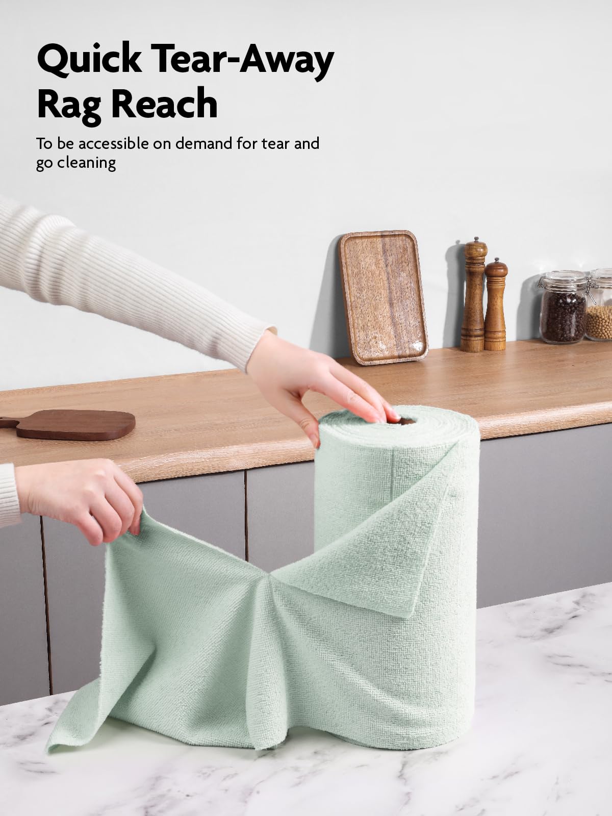 4Pcs Microfiber on a Roll Tear-Away Cleaning Towels, Reusable and Washable Cloths, for Car, House( Moss_Green)