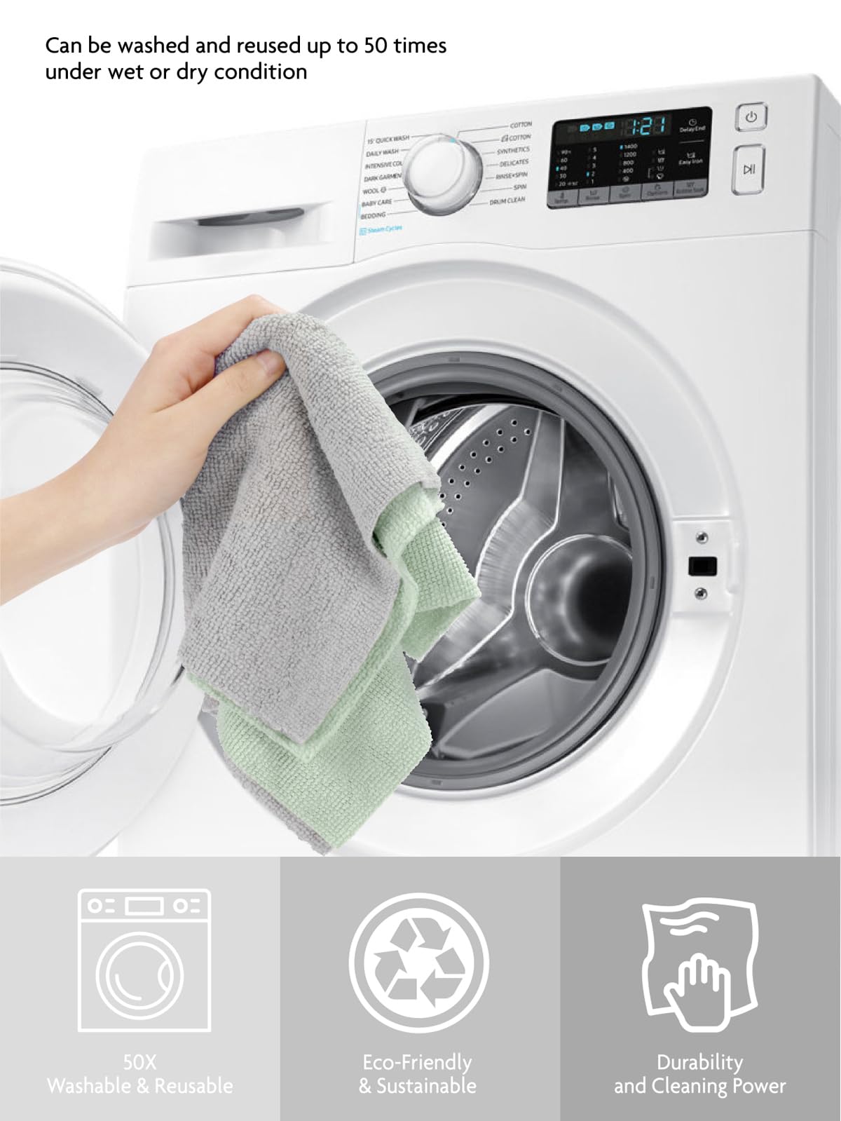 4Pcs Microfiber on a Roll Tear-Away Cleaning Towels, Reusable and Washable Cloths, for Car, House( Moss_Green)