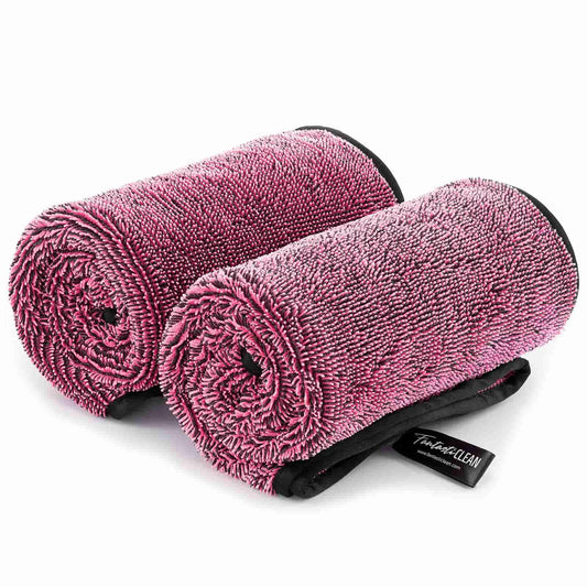 FantastiCLEAN Large Dual-Sided Car Drying Towels 2-Pack - 32"x24" Pink