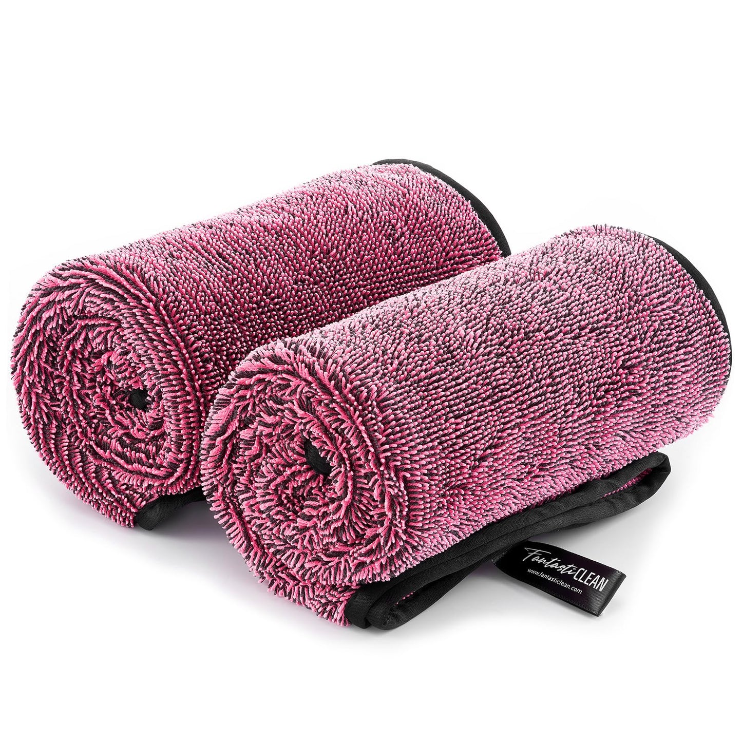Fantasticlean Large Car Drying Towels- 2 Pack, 32‘’ by 24'' (Pink)