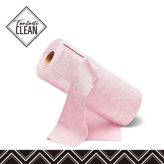Washable 50 Pack 175gsm Microfiber Rag Cleaning Cloth Tear Away Microfiber Roll Cleaning Towels for Home, Car (Pink)