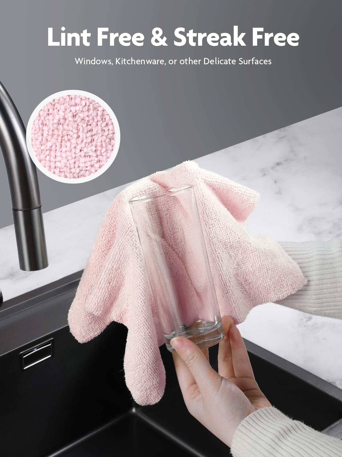 90 Pack Microfiber on a Roll Tear-Away Cleaning Towels, Reusable and Washable Cloths, for Car(Pink)