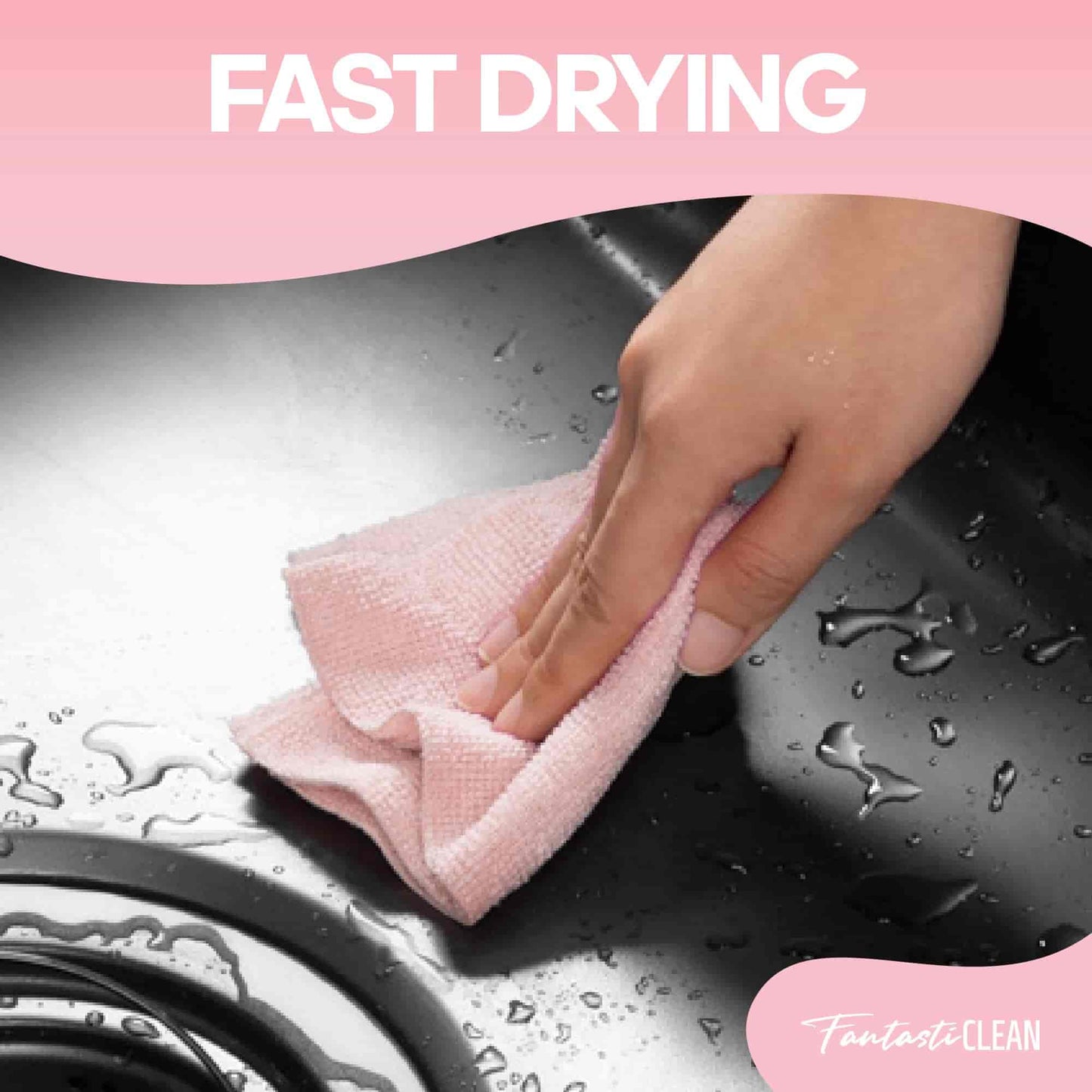 60 Pack Tear-Away Reusable Microfiber Towel Roll - Washable Kitchen Paper Towel Alternative Cleaning Rags (8"x8", Pink)