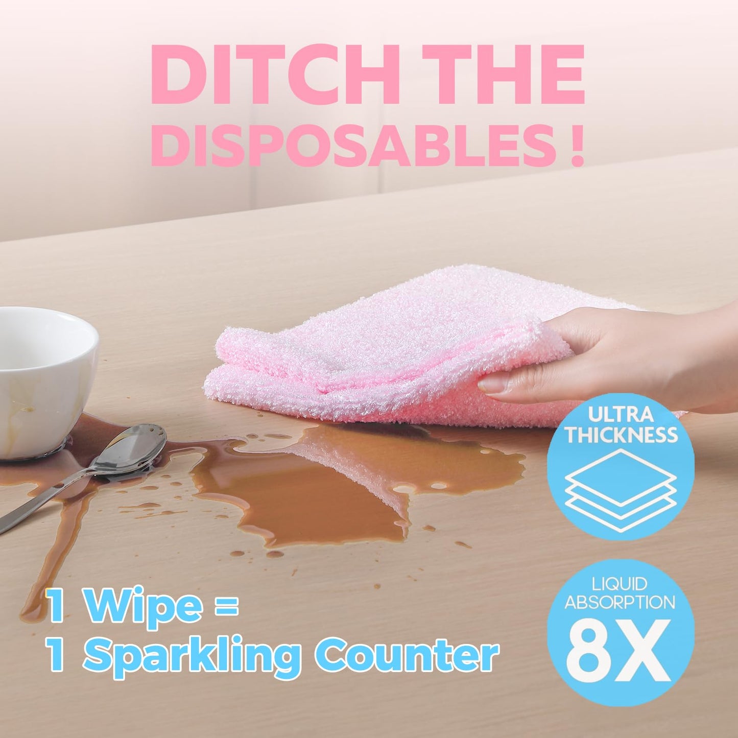 36 Pack Tear-Away Microfiber Roll（Glossy Pink）