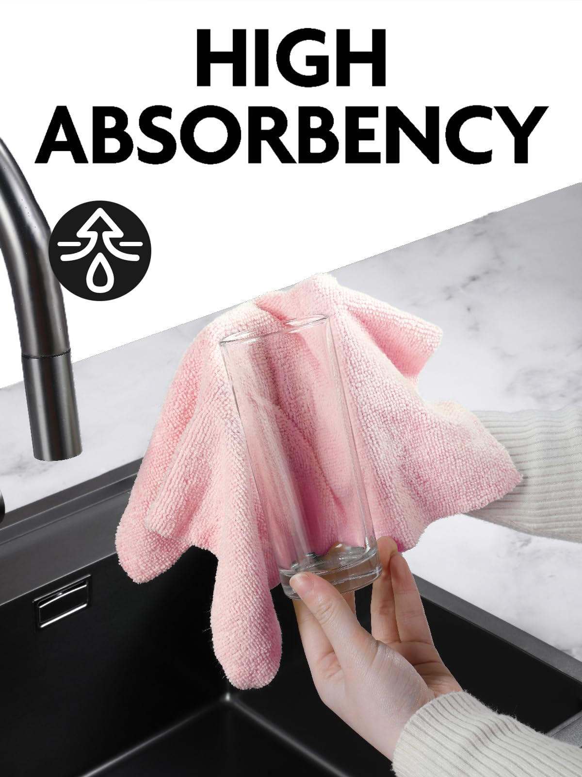 75 Pack Microfiber Cleaning Cloth Roll Tear Away Microfiber Towels 12" x 12"(Pink)