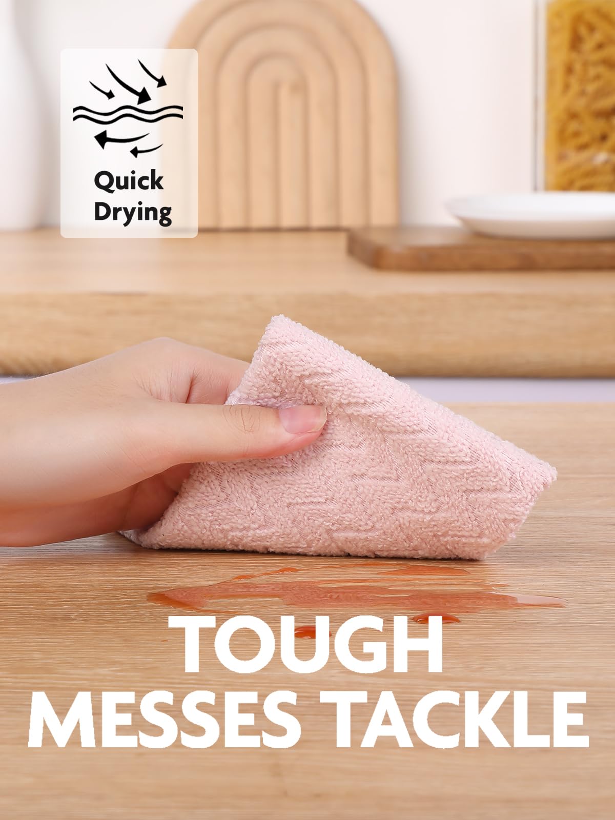 50 Pack 16" x 12" Microfiber Cleaning Cloth Roll Reusable Tear Away Microfiber Towels (Pink Ripple)