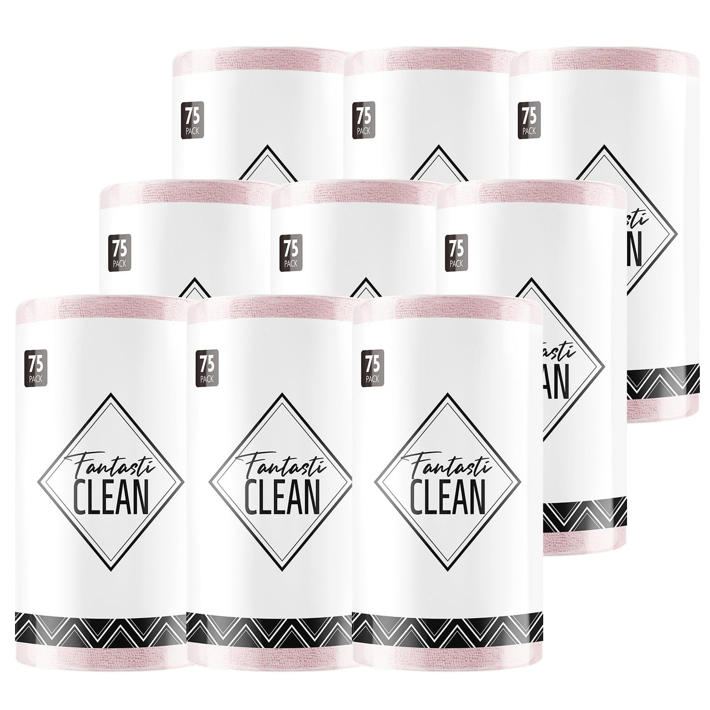 9Pcs Microfiber on a Roll Tear-Away Cleaning Towels, Reusable and Washable Cloths for Car, House(Pink)