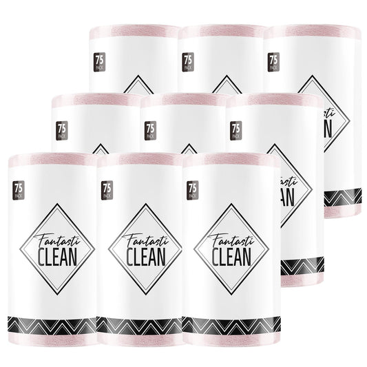 9Pcs Microfiber on a Roll Tear-Away Cleaning Towels, Reusable and Washable Cloths for Car, House(Pink)