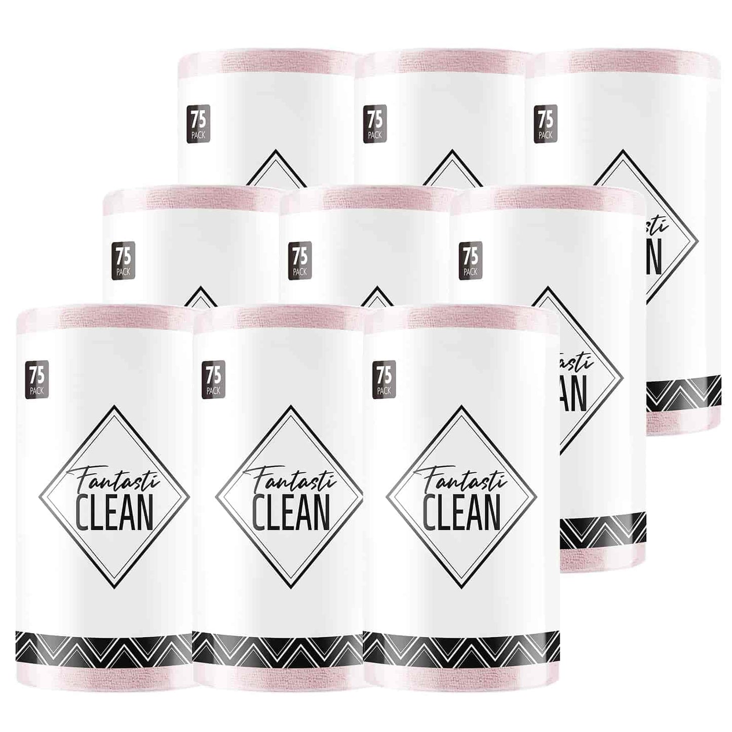 Easy Tear-Away Microfiber Cleaning Roll (675-Pack) - Satisfying, Washable & Reusable - 12"x12"(Pink)