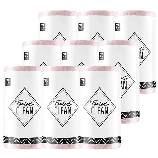 Easy Tear-Away Microfiber Cleaning Roll (675-Pack) - Satisfying, Washable & Reusable - 12"x12"(Pink)