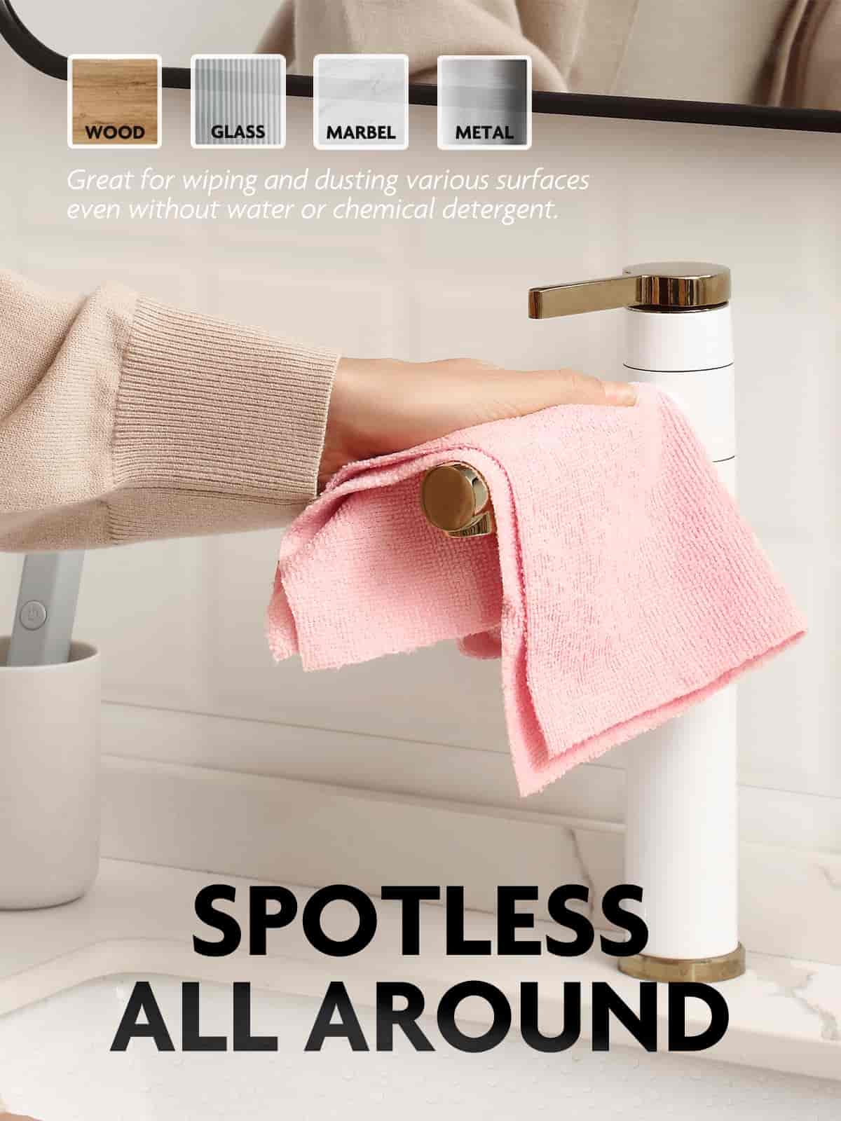 Easy Tear-Away Microfiber Cleaning Roll (675-Pack) - Satisfying, Washable & Reusable - 12"x12"(Pink)
