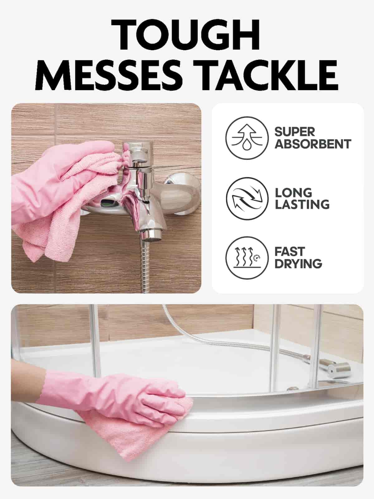 Easy Tear-Away Microfiber Cleaning Roll (675-Pack) - Satisfying, Washable & Reusable - 12"x12"(Pink)
