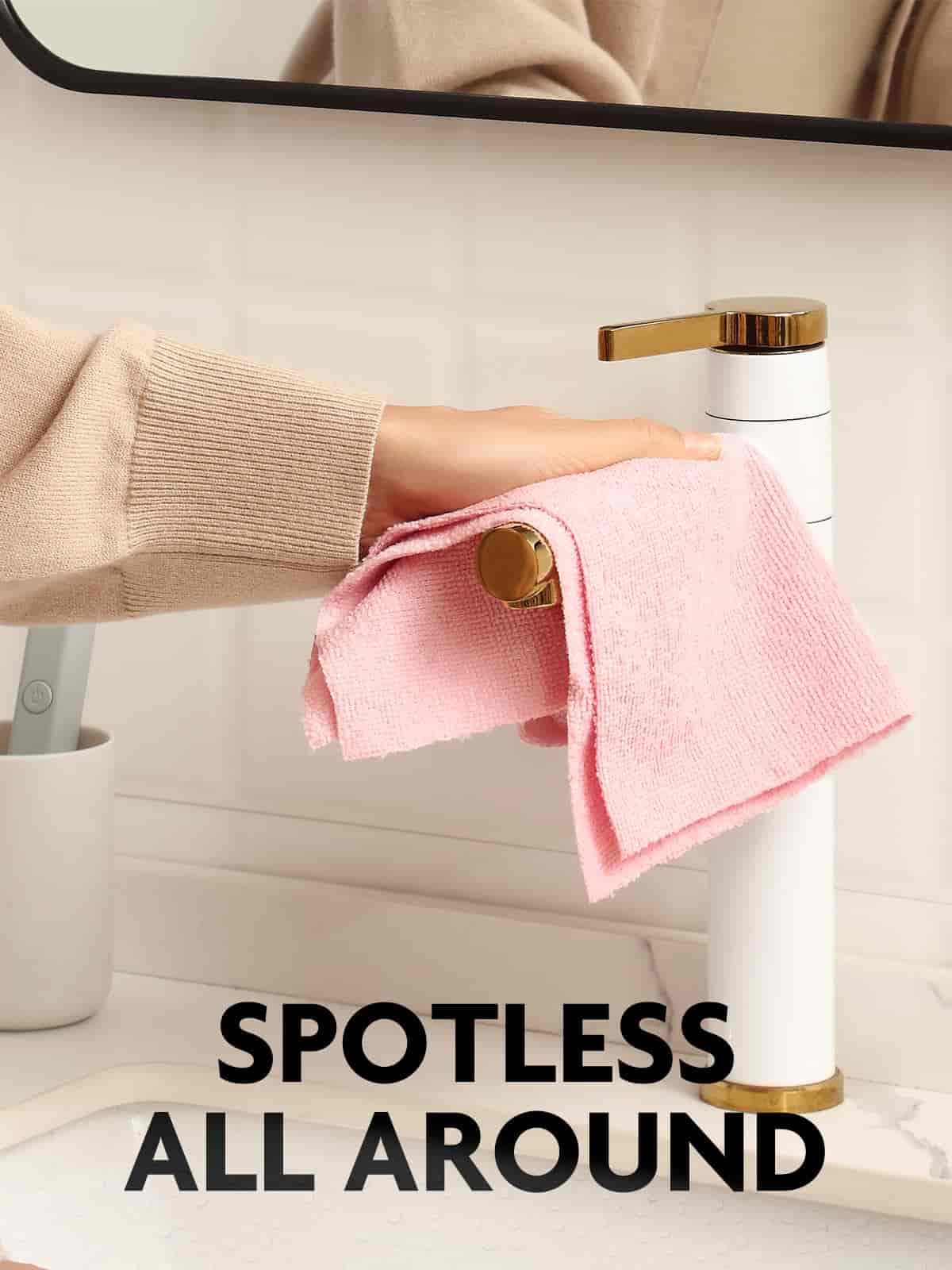 75 Pack Reusable Tear-Away Microfiber Cleaning Cloths Roll - Washable & Absorbent Kitchen Dish Towels (12"x12", Pink)