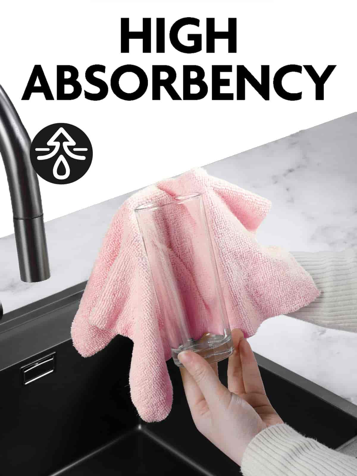 75 Pack Reusable Tear-Away Microfiber Cleaning Cloths Roll - Washable & Absorbent Kitchen Dish Towels (12"x12", Pink)