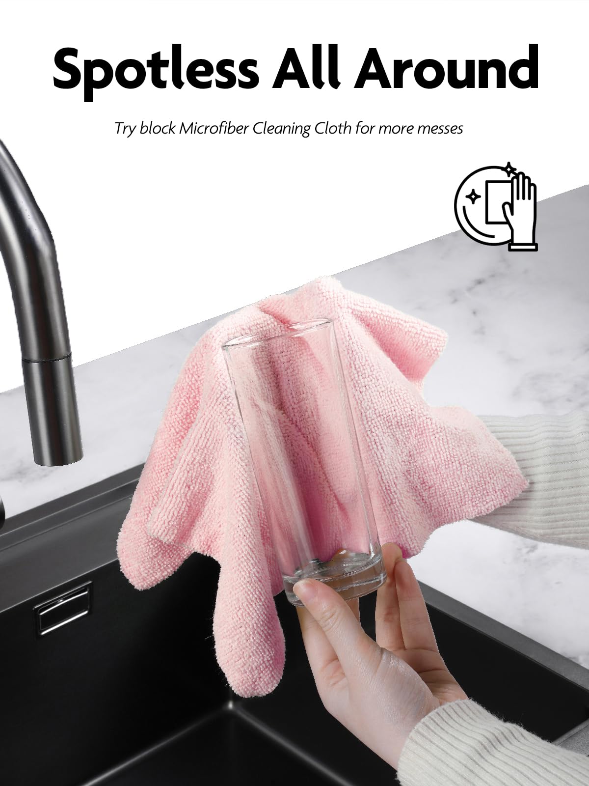 Microfiber Cleaning Cloth Rolls -150 Pack, Tear Away Microfiber Towels, 12" x 12"(Pink & Grey)