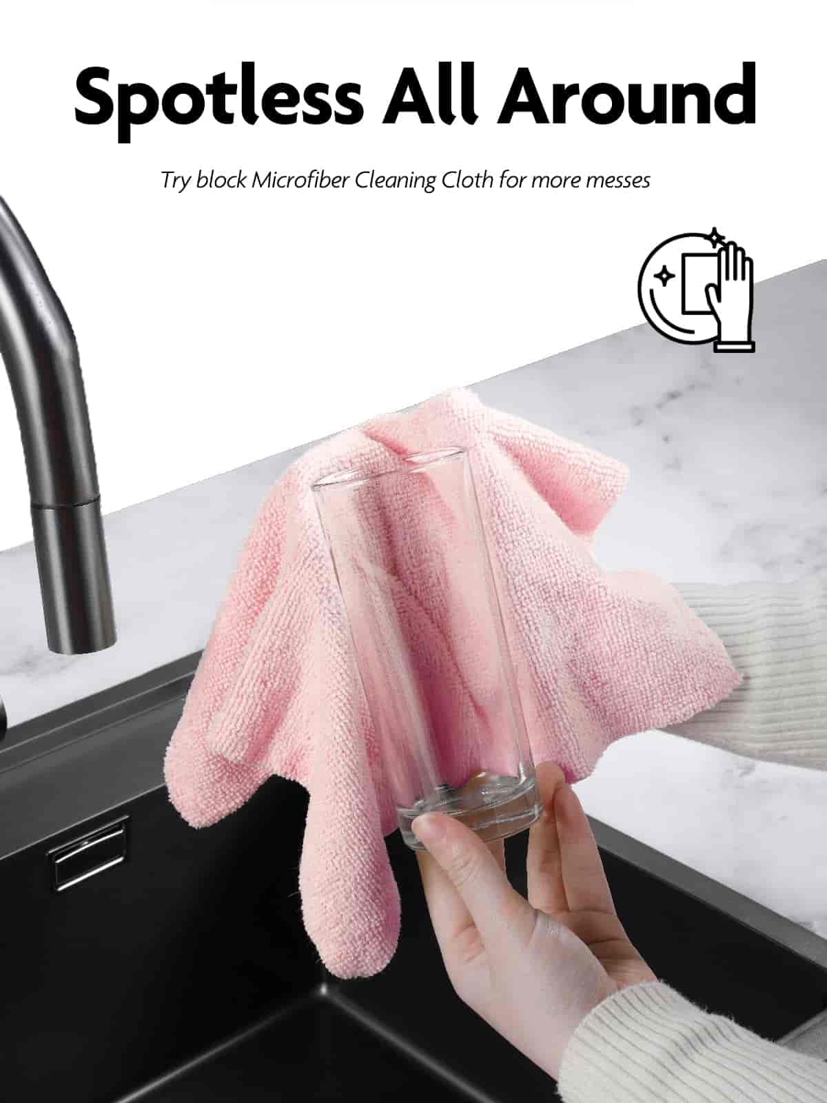 Easy Tear-Away Microfiber Cleaning Roll (150-Pack) - Satisfying, Washable & Reusable - 12"x12"(Pink & Grey)