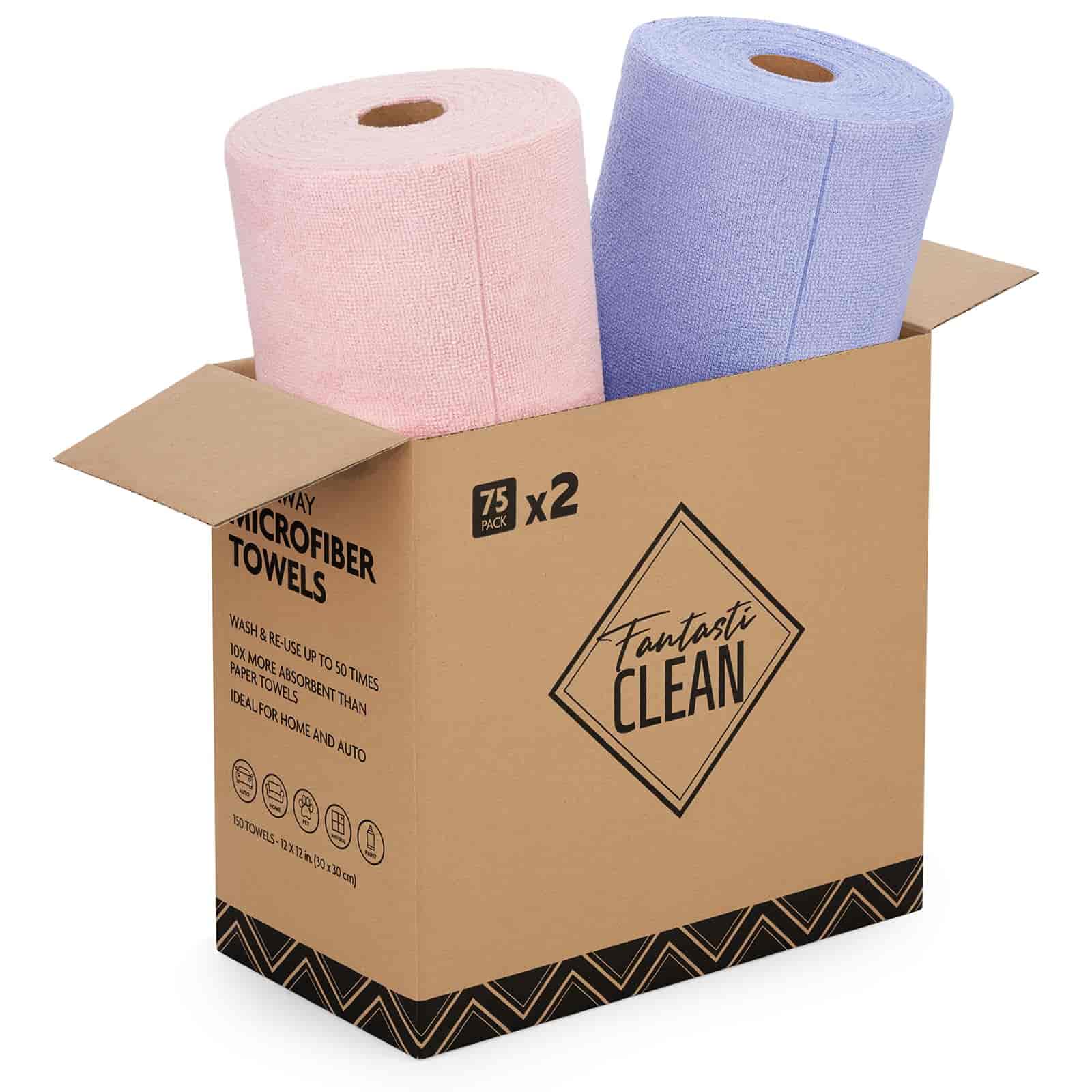 Easy Tear-Away Microfiber Cleaning Roll (150-Pack) - Satisfying, Washable & Reusable - 12