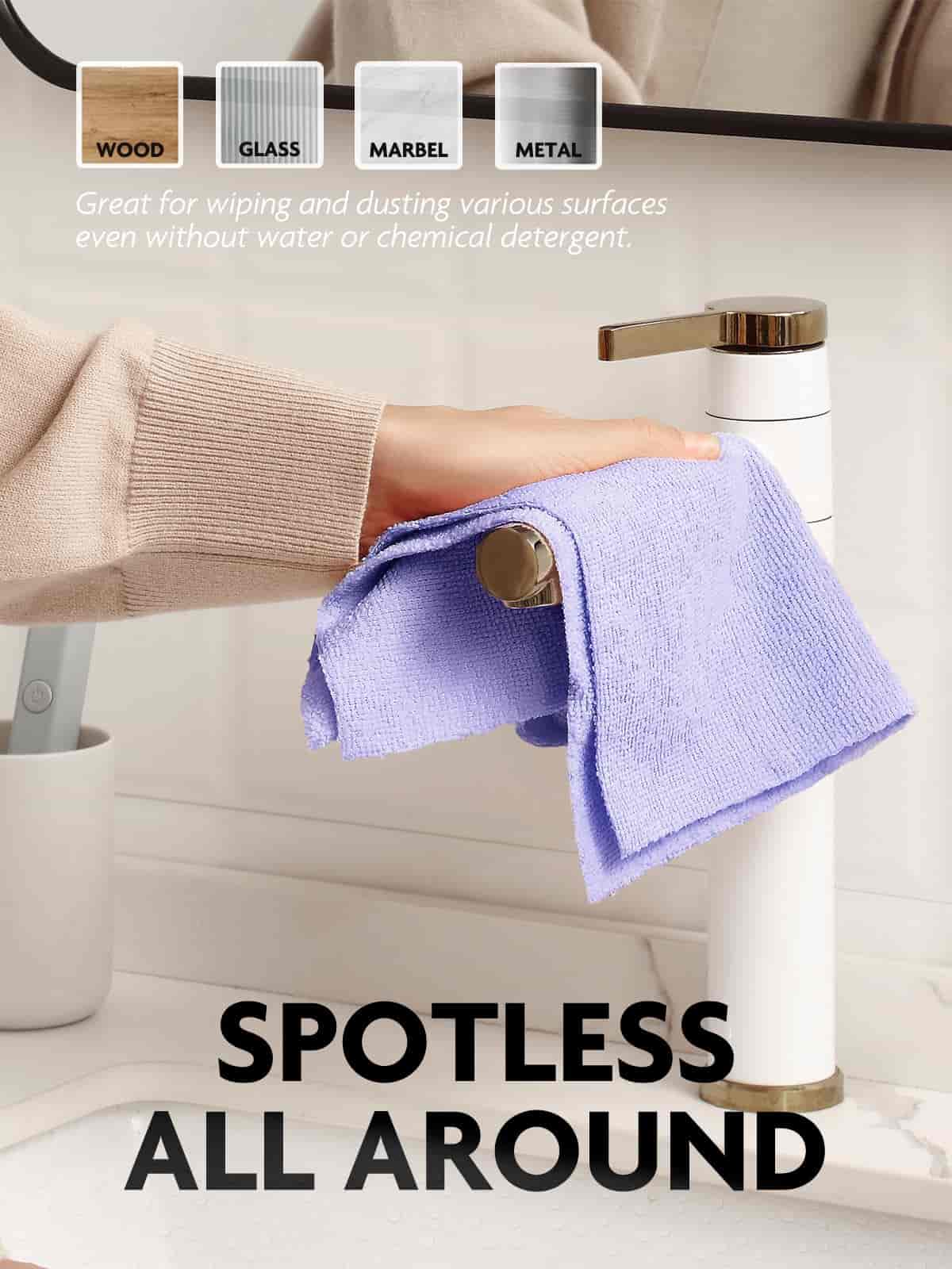 Easy Tear-Away Microfiber Cleaning Roll (150-Pack) - Satisfying, Washable & Reusable - 12"x12"(Pink & Lavender)