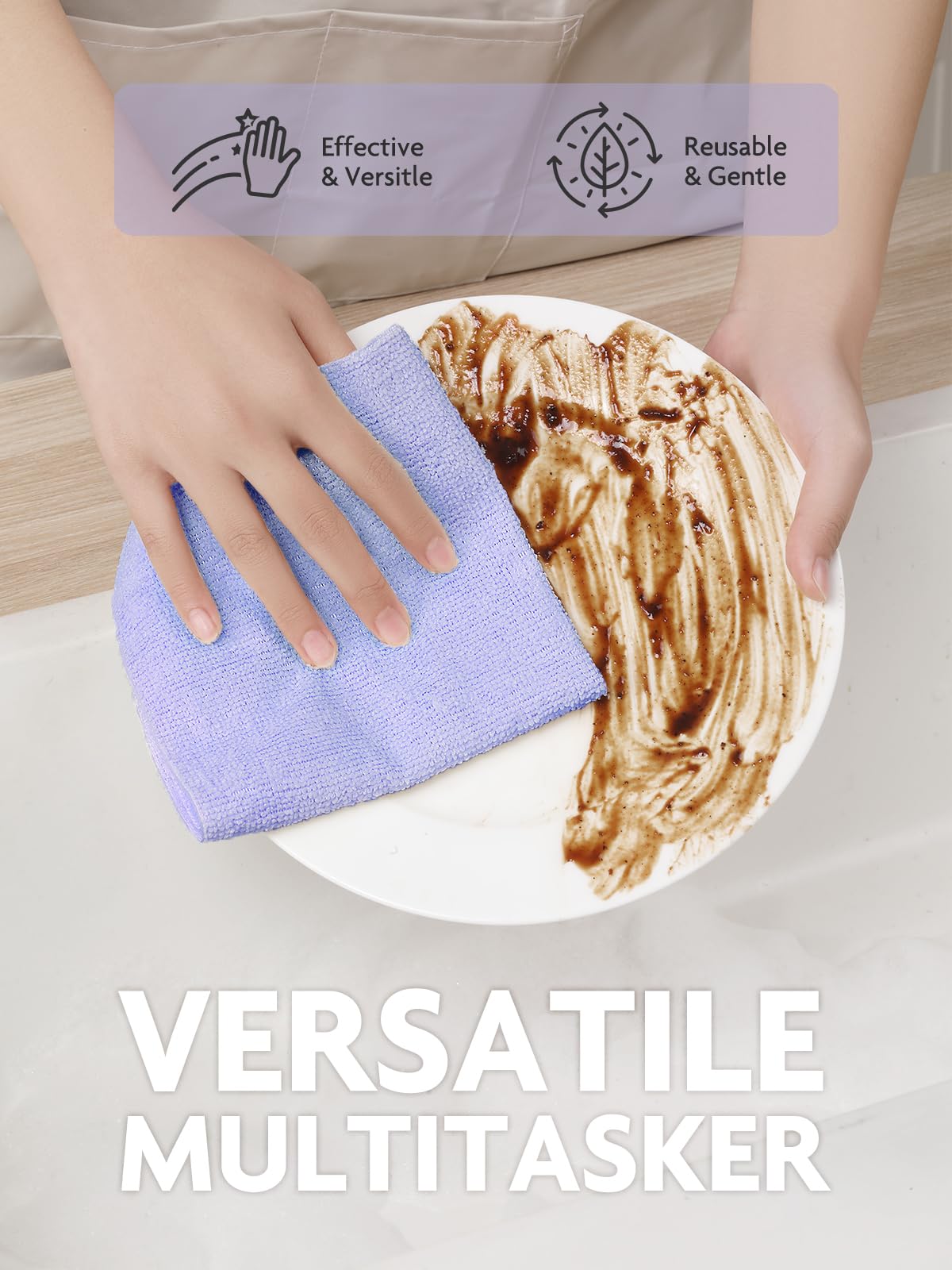 Microfiber Cleaning Cloth Rolls -150 Pack, Tear Away Microfiber Towels, 12" x 12"(Pink & Lavender)