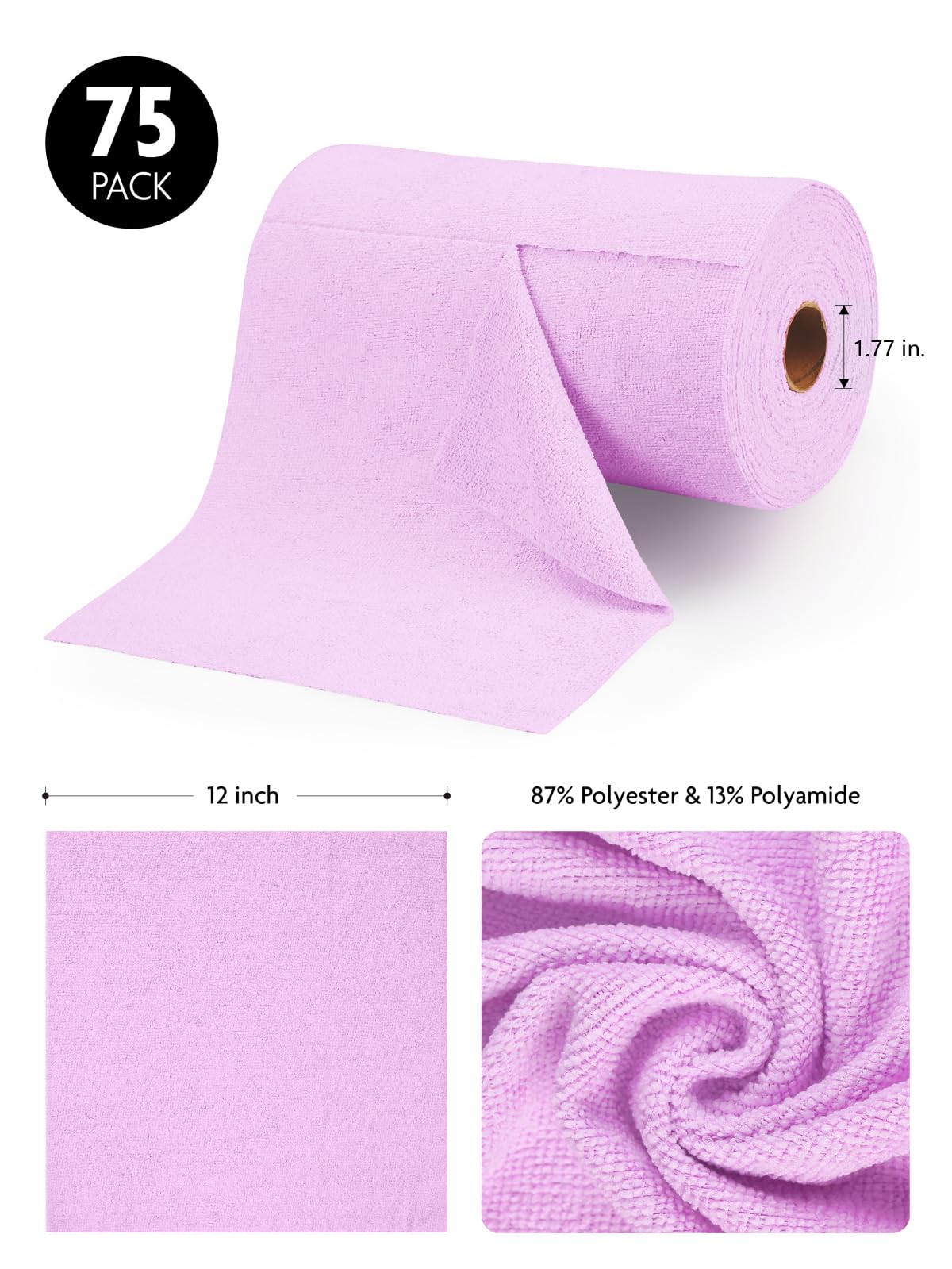 Microfiber on a Roll Tear-Away Cleaning Towels, Reusable and Washable Cloths, for Car, House