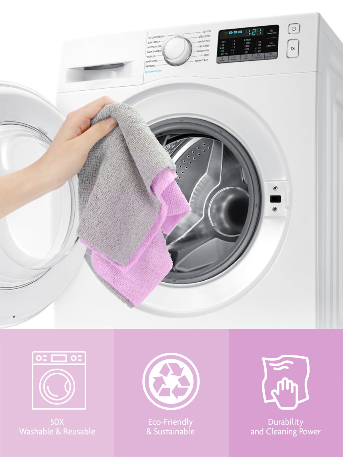 Microfiber on a Roll Tear-Away Cleaning Towels, Reusable and Washable Cloths, for Car, House