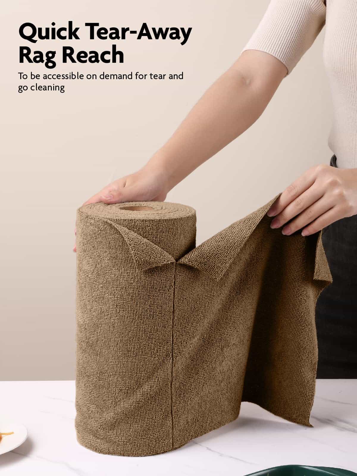 New Easy Tear-Away Microfiber Towel Roll (40-Pack) - Ultra-Absorbent, Eco-Friendly & Lint-Free - 12"x12"(TAN)