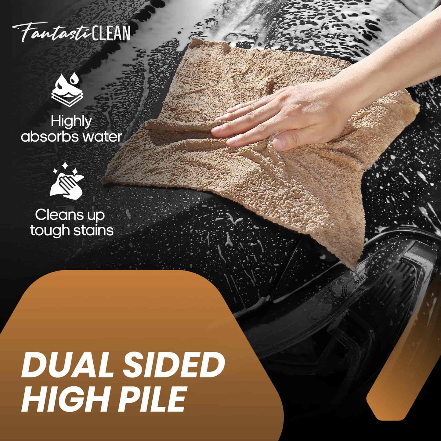 Eco-Smart Car Detailing Roll - 20 Reusable & Tear-Away Microfiber Cloths(Tan)