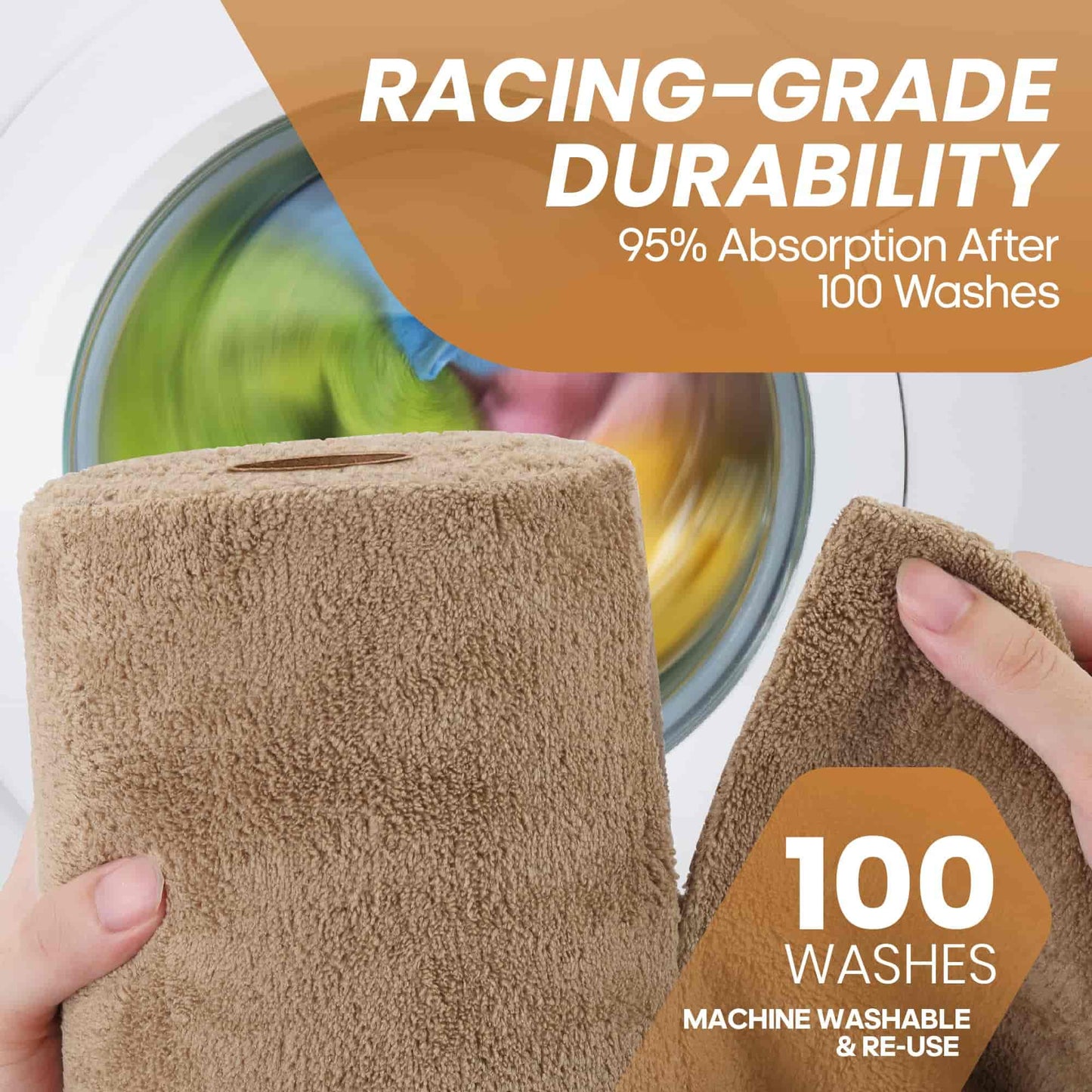 Eco-Smart Car Detailing Roll - 20 Reusable & Tear-Away Microfiber Cloths(Tan)