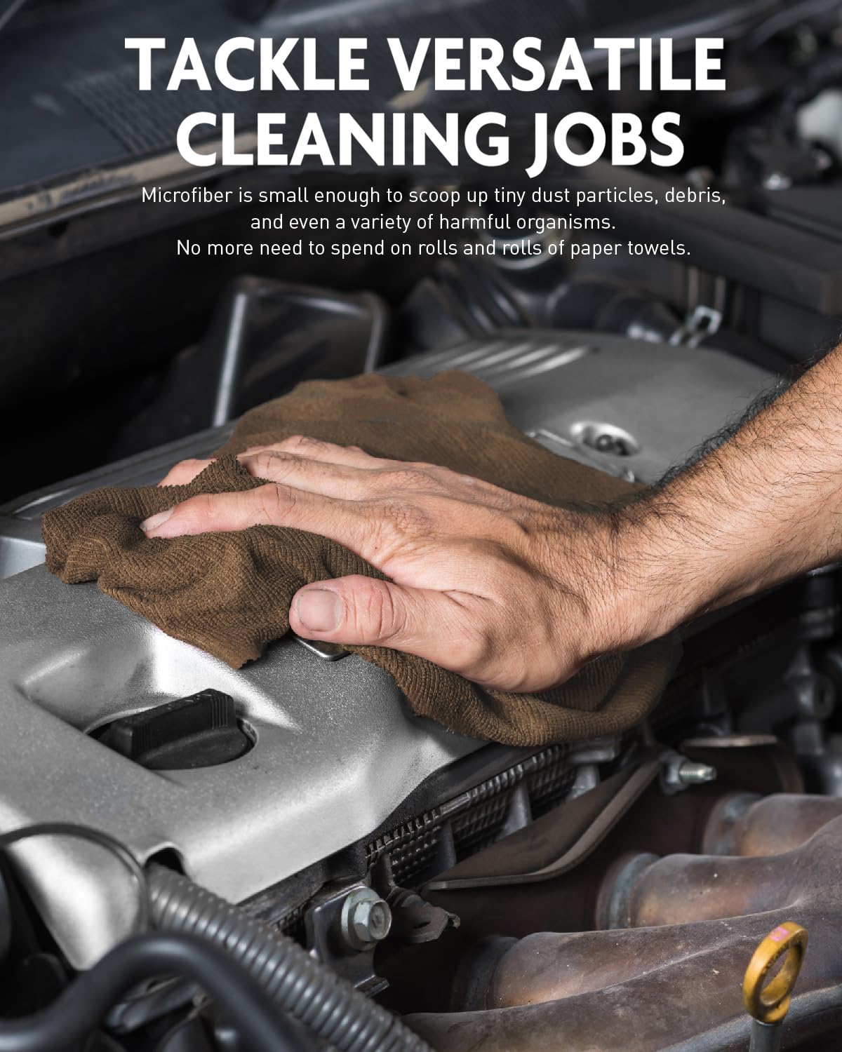 9Pcs Microfiber on a Roll Tear-Away Cleaning Towels, Reusable and Washable Cloths for Car, House(Tan)