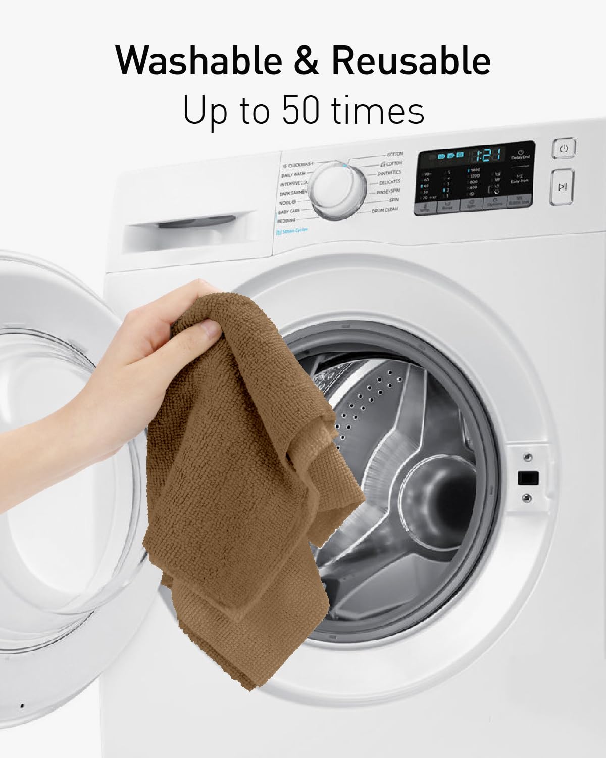 4Pcs Microfiber on a Roll Tear-Away Cleaning Towels, Reusable and Washable Cloths, for Car, House(Tan)