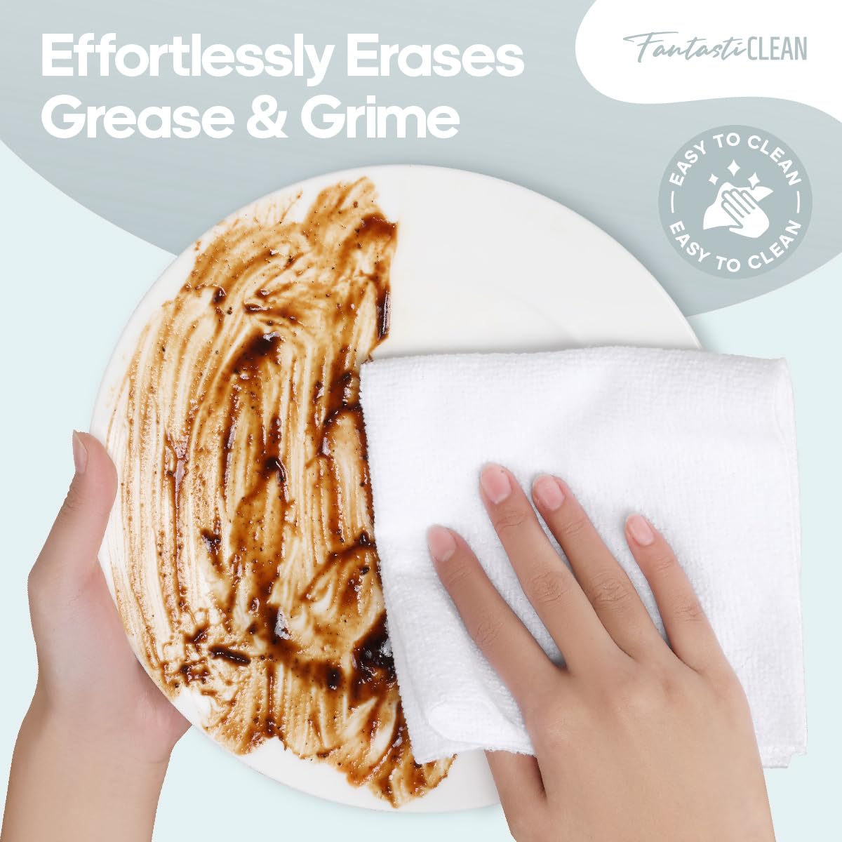 Washable 50 Pack 175gsm Microfiber Rag Cleaning Cloth Tear Away Microfiber Roll Cleaning Towels for Home, Car (White)