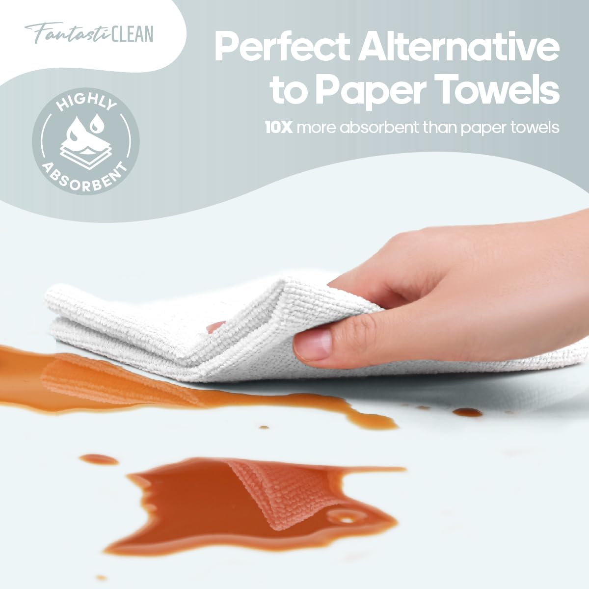 Washable 50 Pack 175gsm Microfiber Rag Cleaning Cloth Tear Away Microfiber Roll Cleaning Towels for Home, Car (White)