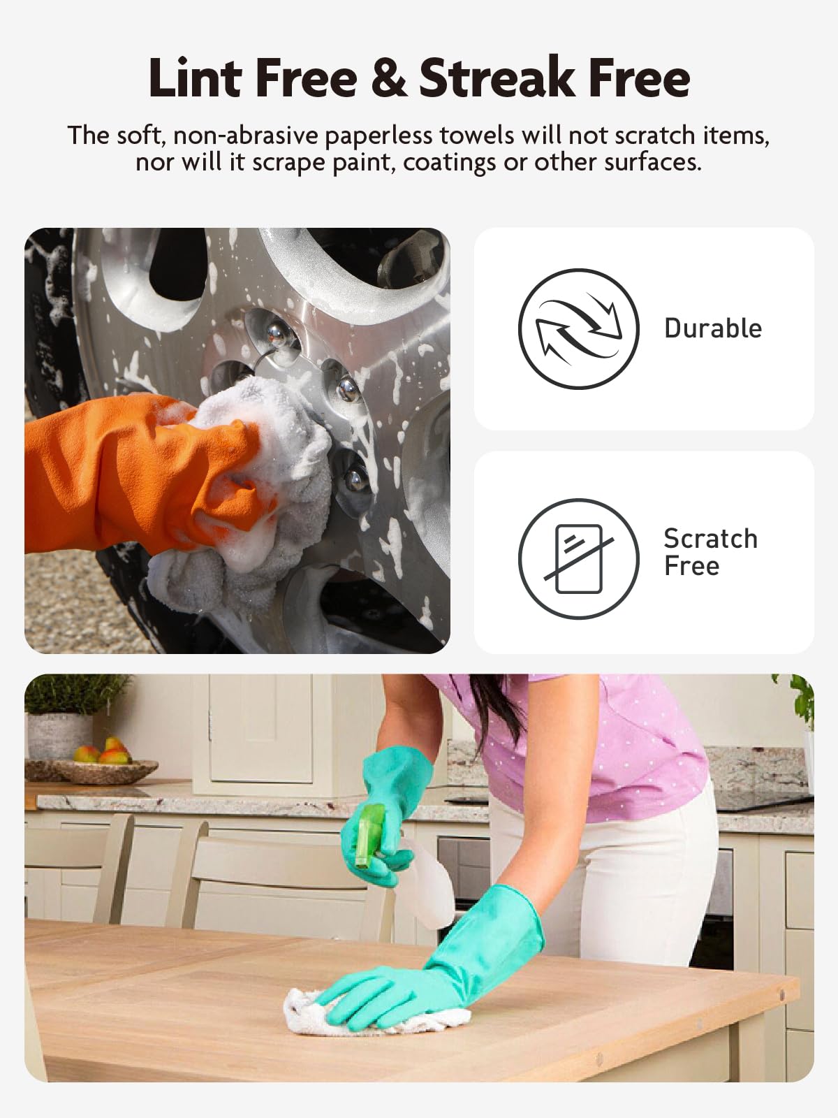 40 Pack Microfiber on a Roll Tear-Away Cleaning Towels, Reusable and Washable Cloths, for Car, House