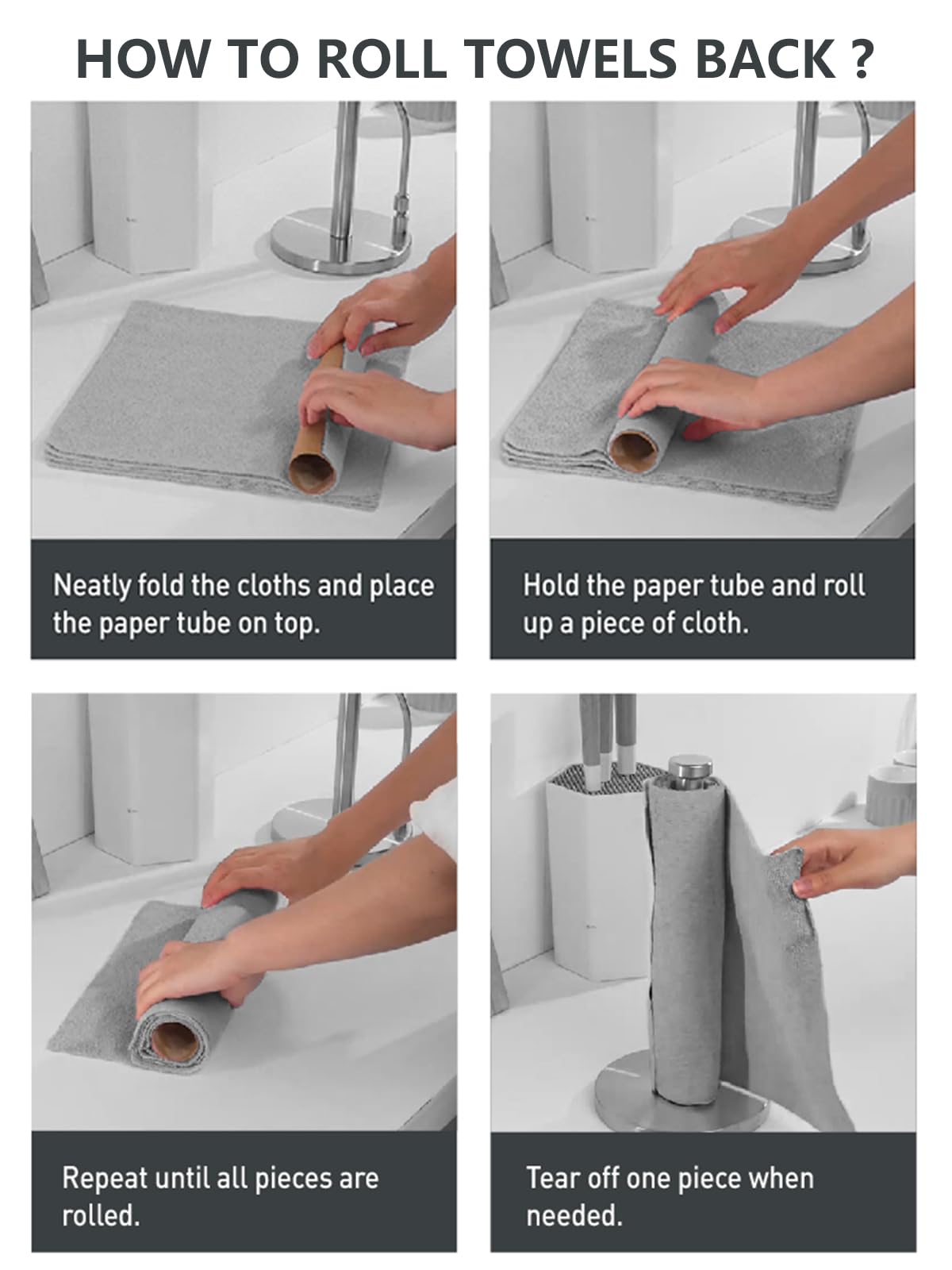 40 Pack Microfiber on a Roll Tear-Away Cleaning Towels, Reusable and Washable Cloths, for Car, House