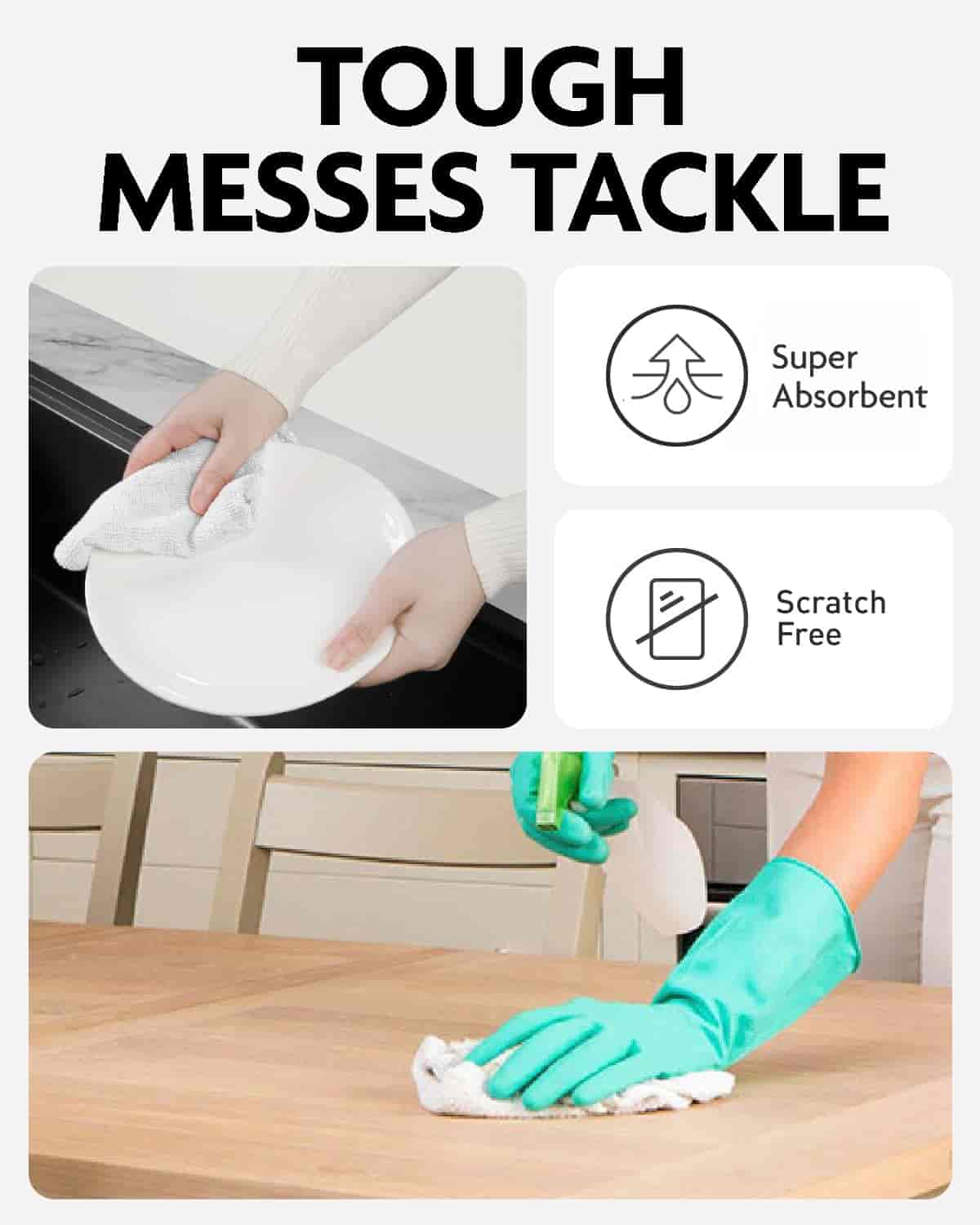 Easy Tear-Away Microfiber Cleaning Roll (675-Pack) - Satisfying, Washable & Reusable - 12"x12"(White)