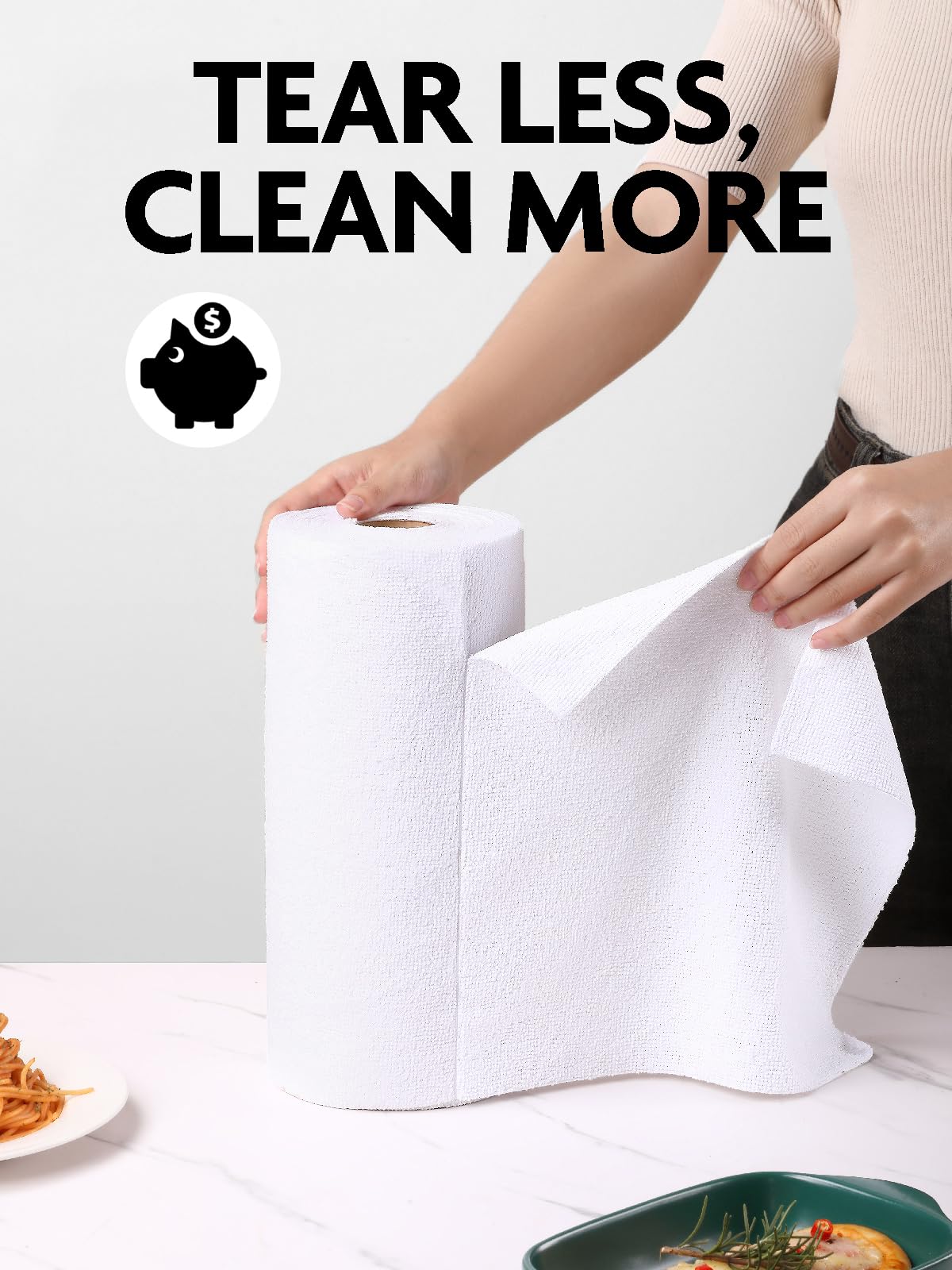 4Pcs Microfiber on a Roll Tear-Away Cleaning Towels, Reusable and Washable Cloths, for Car, House(White)