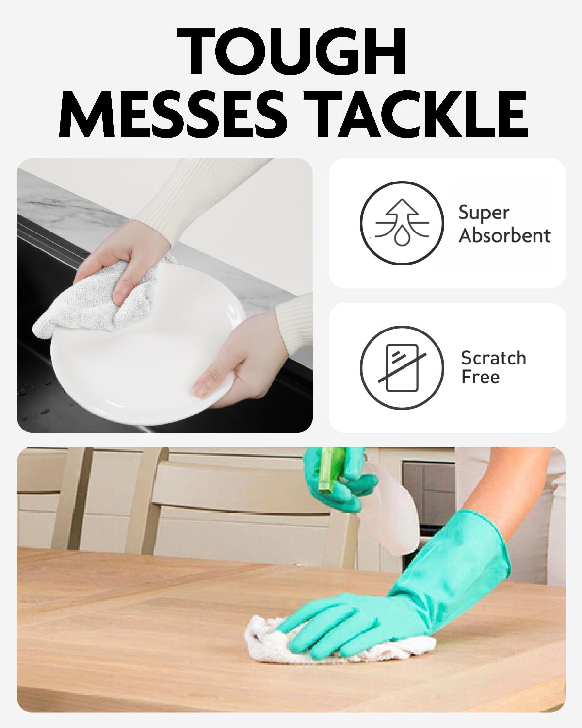 9Pcs Microfiber on a Roll Tear-Away Cleaning Towels, Reusable and Washable Cloths for Car, House(White)