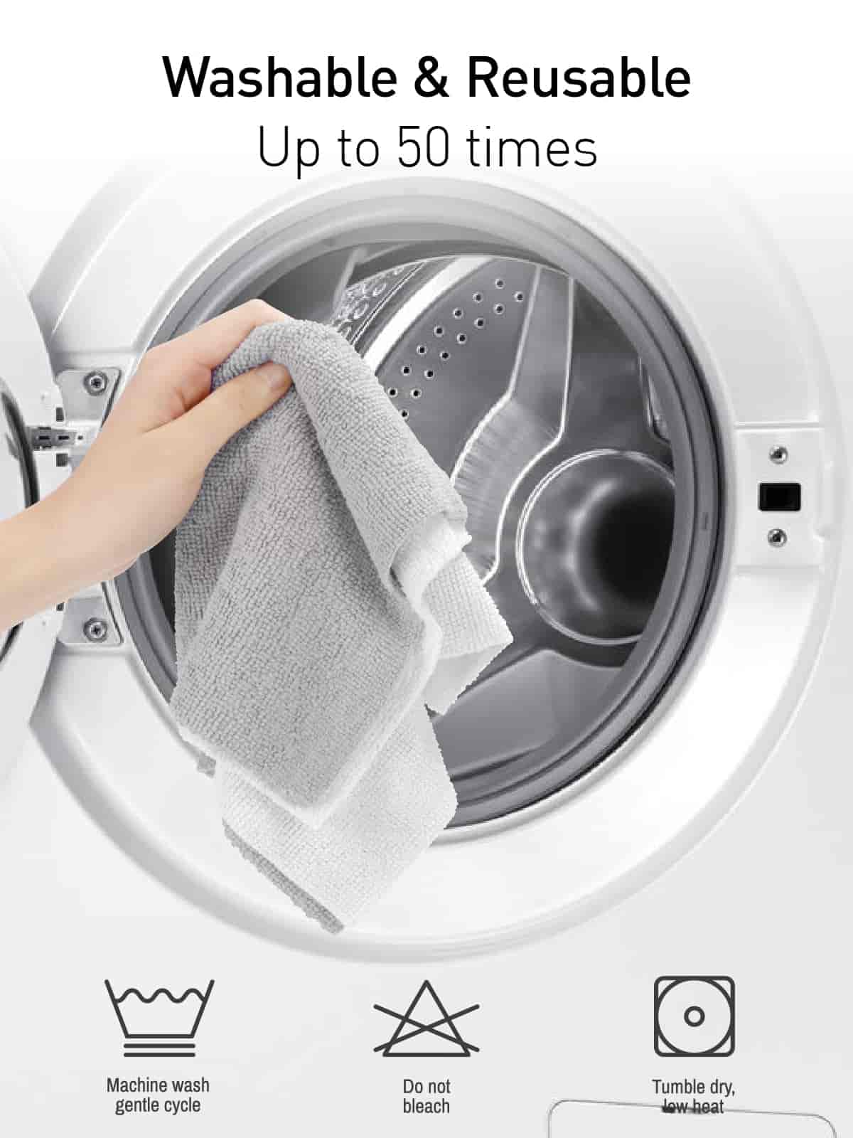 Easy Tear-Away Microfiber Cleaning Roll (75-Pack) - Satisfying, Washable & Reusable - 12"x12" (White)