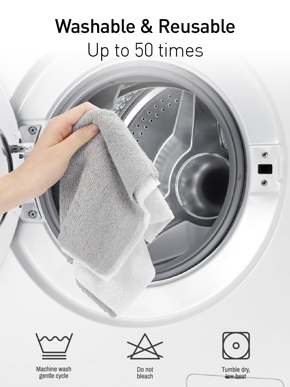 4Pcs Microfiber on a Roll Tear-Away Cleaning Towels, Reusable and Washable Cloths, for Car, House(White)