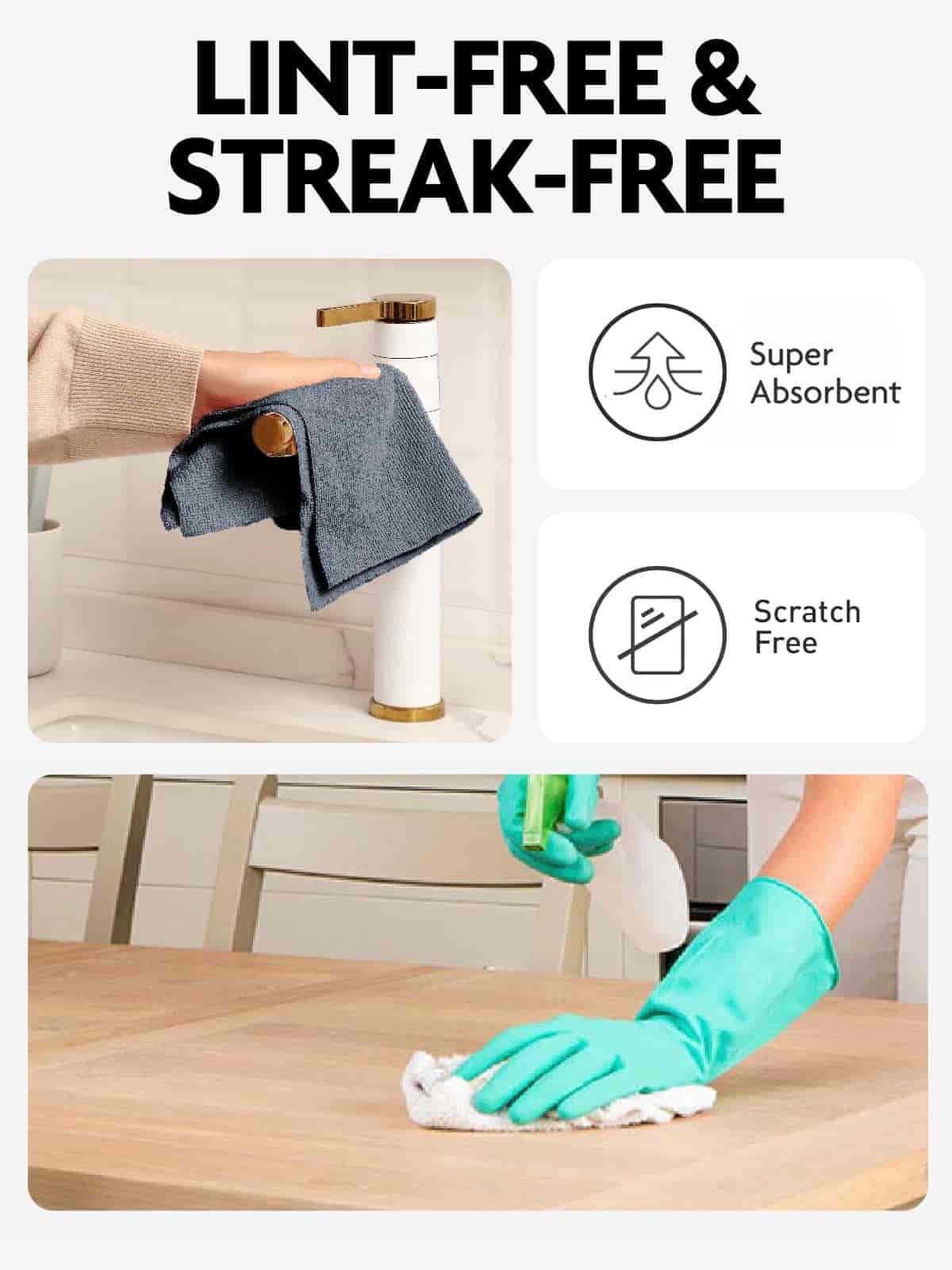 Easy Tear-Away Microfiber Cleaning Roll (150-Pack) - Satisfying, Washable & Reusable - 12"x12"(White and Dimgray)