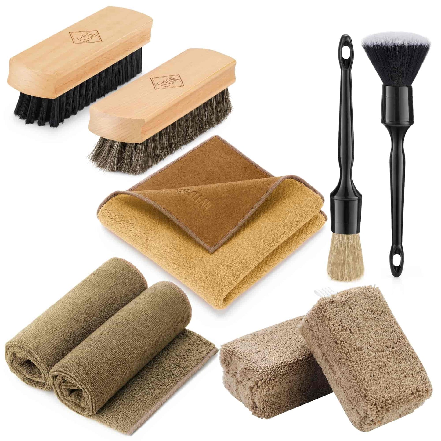 9-Piece Car Interior Detailing Brush Set - Leather & Upholstery Care Kit