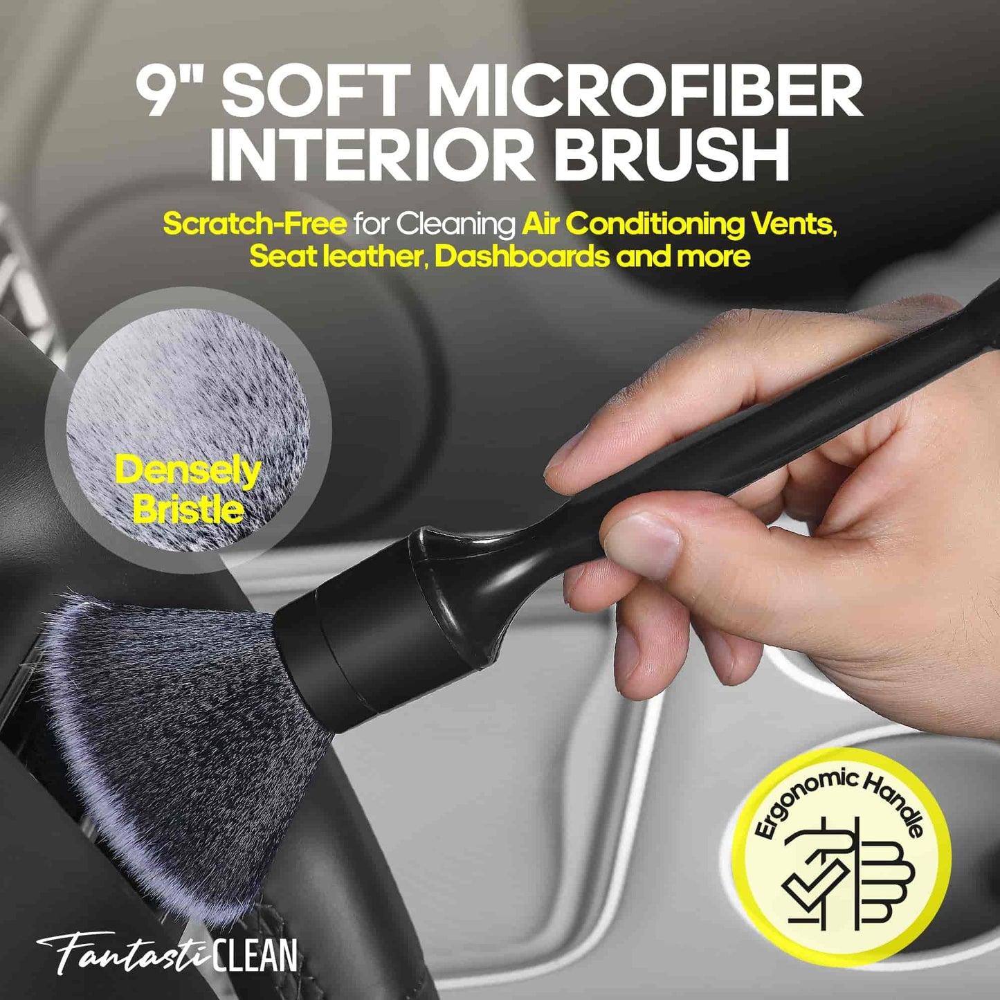 9-Piece Car Interior Detailing Brush Set - Leather & Upholstery Care Kit