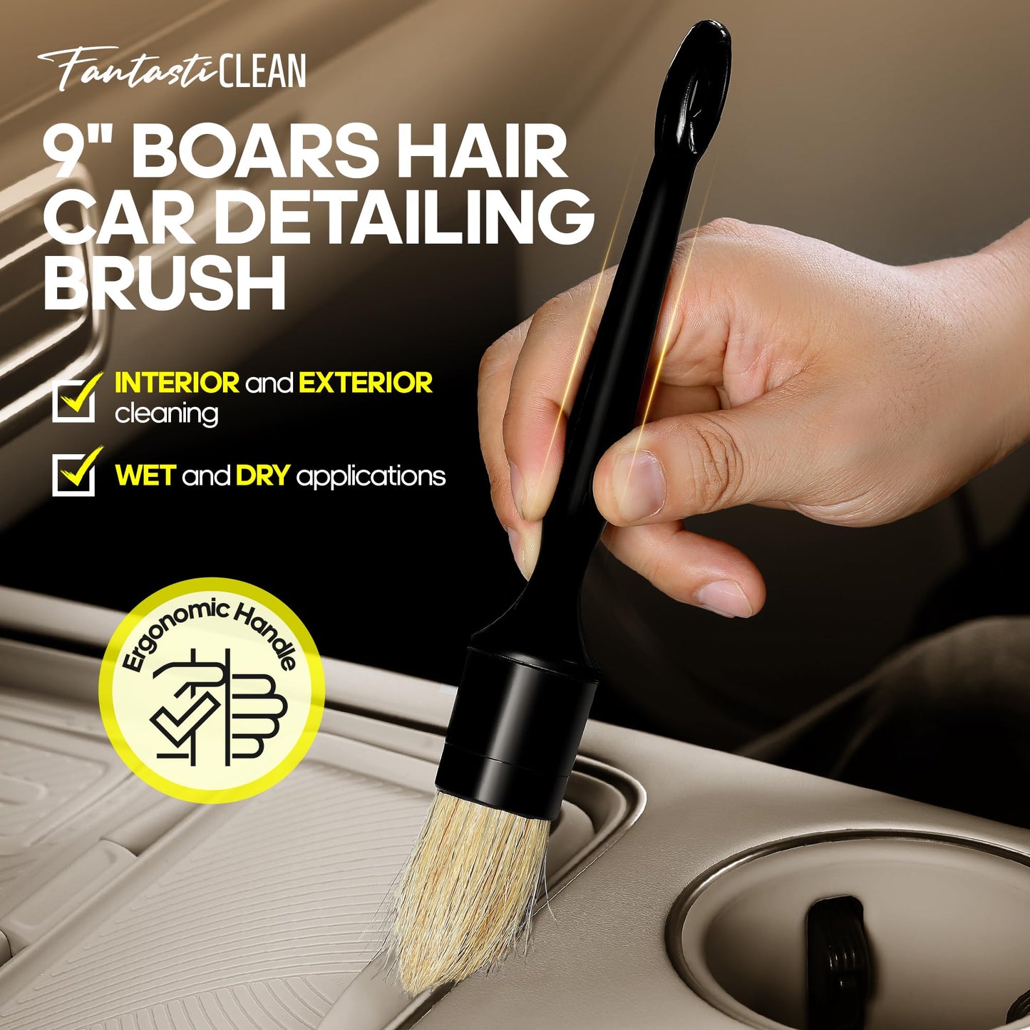 9PCS Car Interior Detailing Cleaning Auto Detailing Brush Set for Leather, Seats & Interior Cleaning