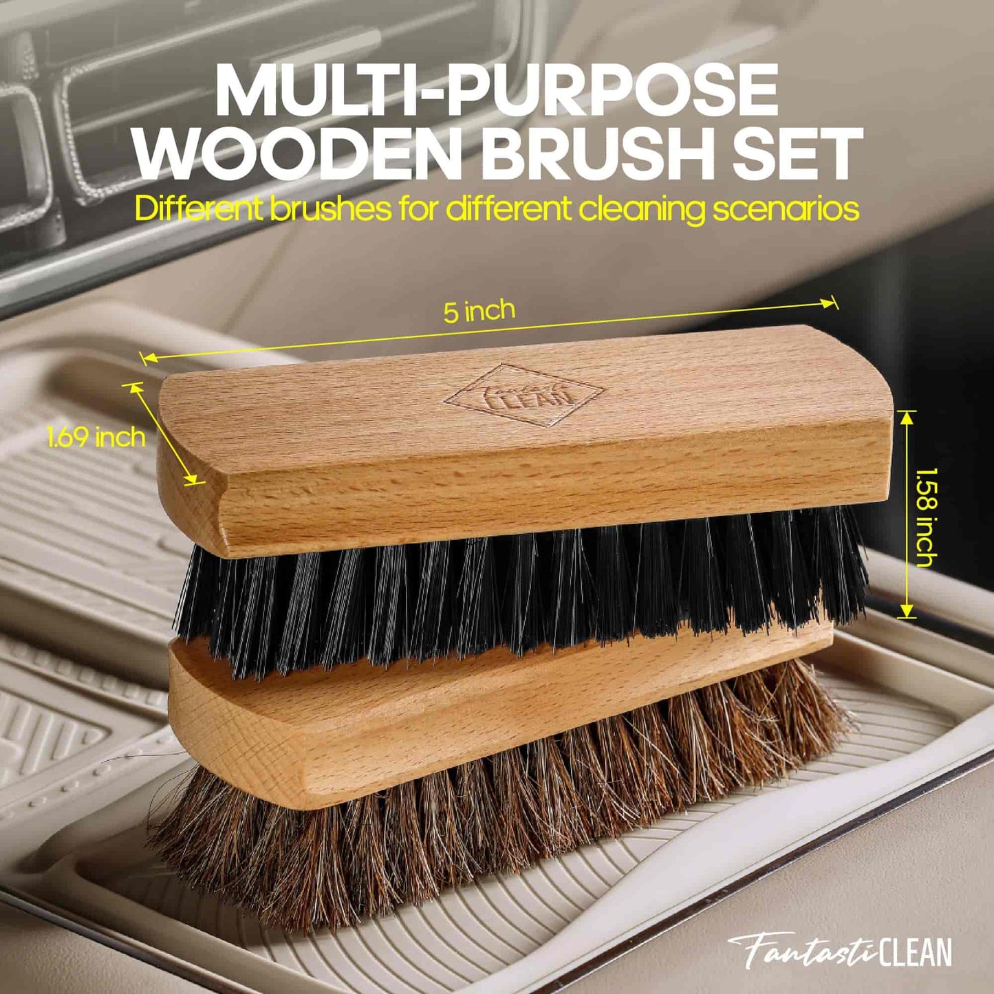 9-Piece Car Interior Detailing Brush Set - Leather & Upholstery Care Kit