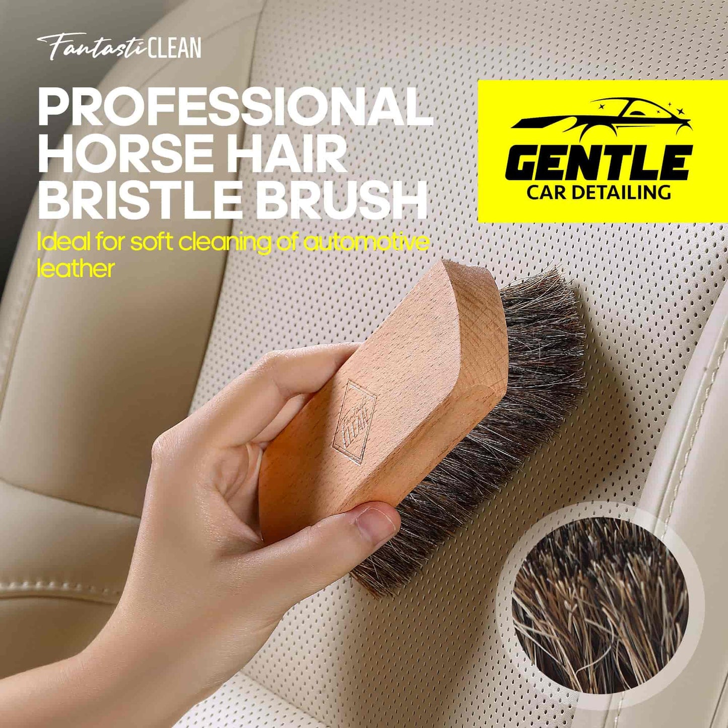 9-Piece Car Interior Detailing Brush Set - Leather & Upholstery Care Kit